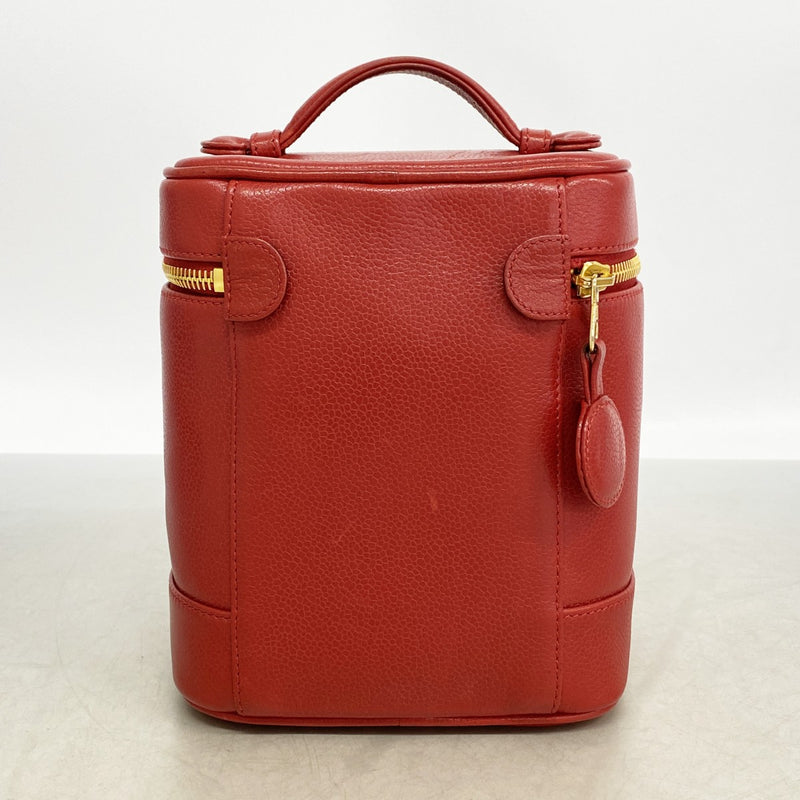 【6gc3223-k】シャネル バニティバッグ キャビアスキン レッド ゴールド金具【中古】レディース