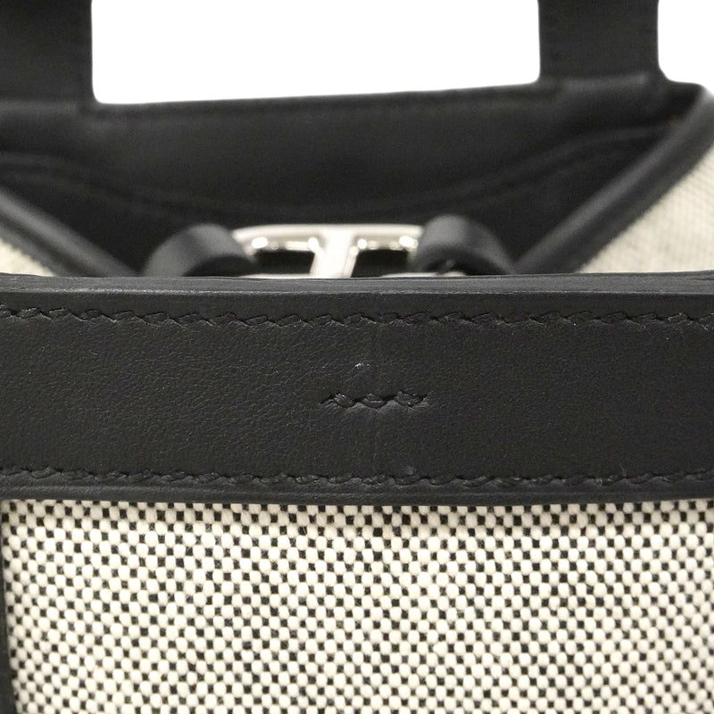 【6gc3224】エルメス ハンドバッグ インザムープ18 トワルアッシュ スイフト ブラック シルバー金具 W刻印【中古】レディース