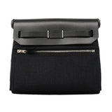 【6gc3225】エルメス ショルダーバッグ エールバッグジップミニ トワルミリタリー ブラック シルバー金具 G刻印【中古】レディース
