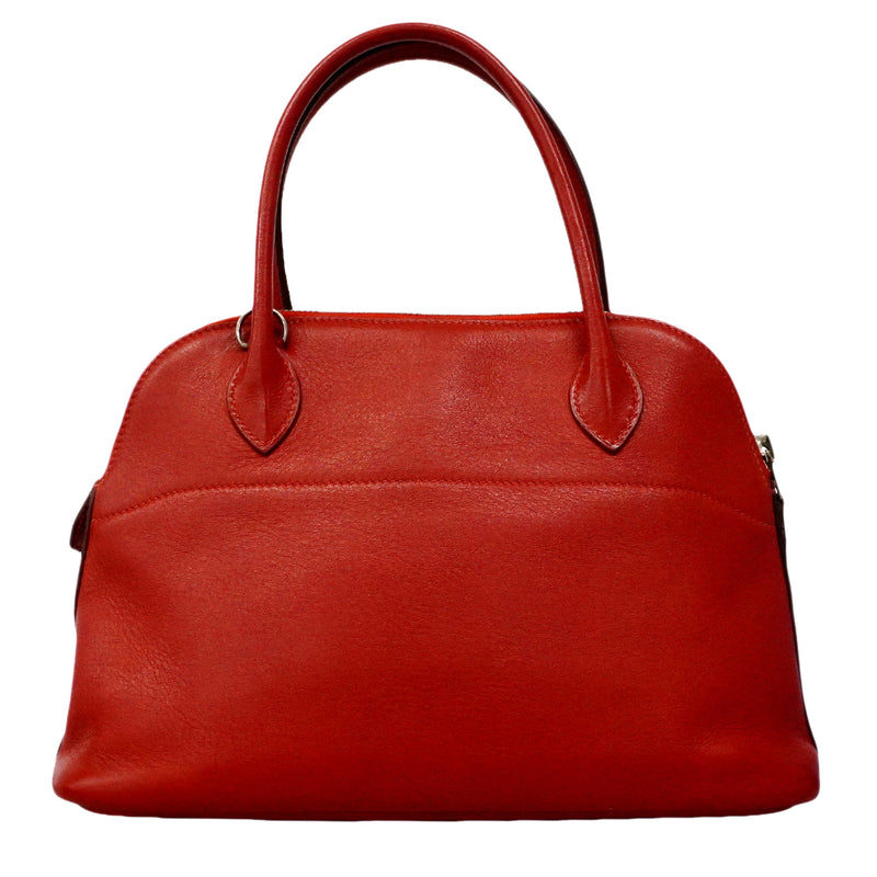 【6gc3227】エルメス ハンドバッグ ボリード27 エバーカラー ルージュヴィフ シルバー金具 □J刻印 2wayバッグ【中古】レディース