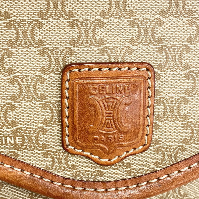 【6gc3231-k】セリーヌ ショルダーバッグ マカダム PVC ブラウン ゴールド金具【中古】レディース