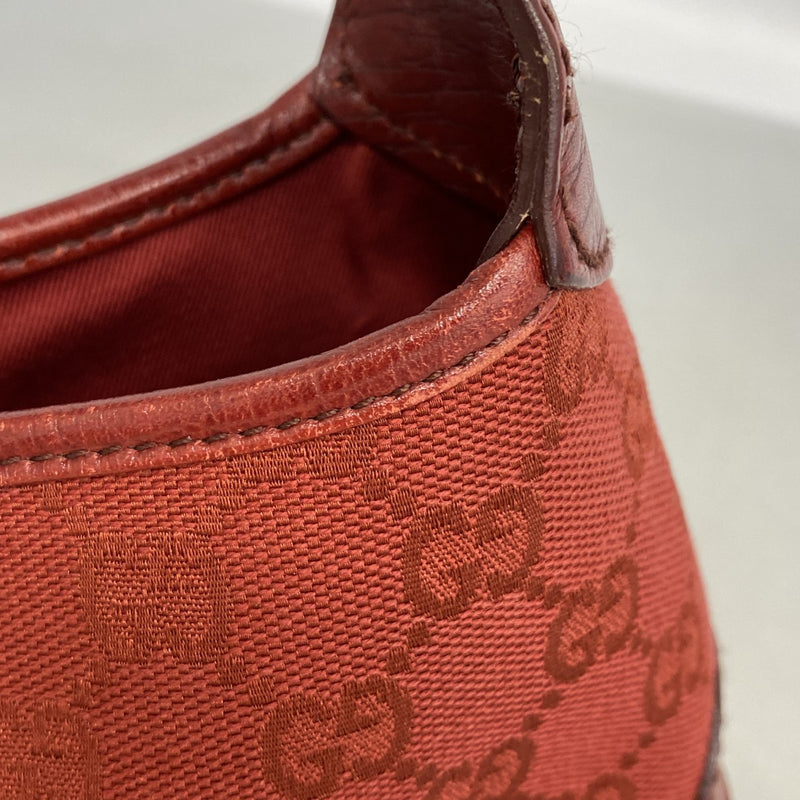 【6gc3234-k】グッチ ハンドバッグ GGキャンバス/ジャッキー 01147 キャンバス レッド シルバー金具【中古】レディース