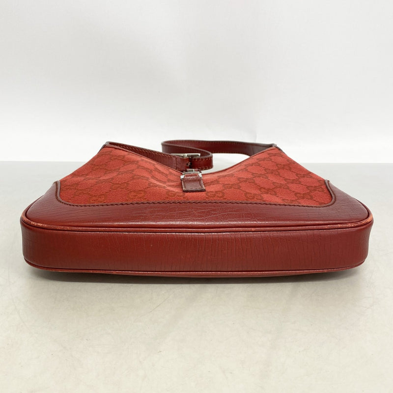 【6gc3234-k】グッチ ハンドバッグ GGキャンバス/ジャッキー 01147 キャンバス レッド シルバー金具【中古】レディース