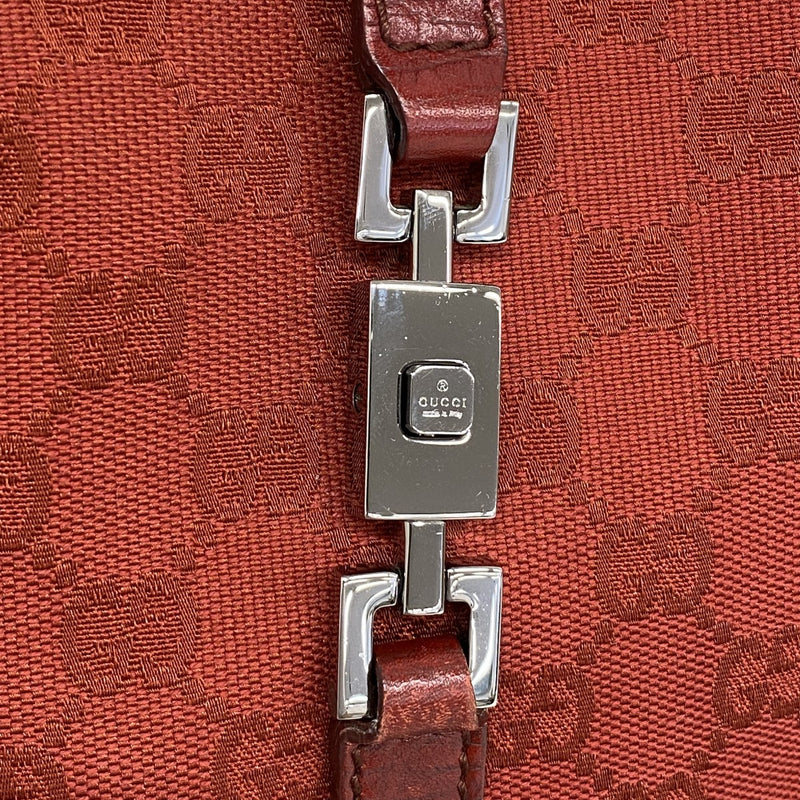 【6gc3234-k】グッチ ハンドバッグ GGキャンバス/ジャッキー 01147 キャンバス レッド シルバー金具【中古】レディース