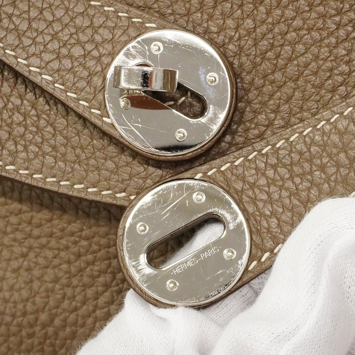 【6gc3243-e】エルメス ハンドバッグ リンディ30 トリヨンクレマンス エトゥープ シルバー金具 A刻印 2wayバッグ【中古】レディース