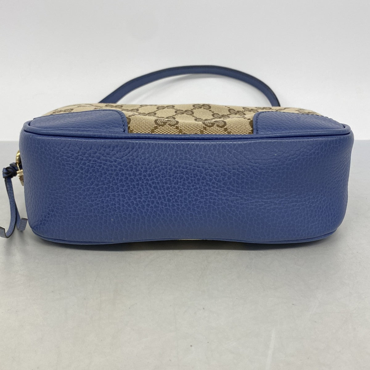 【6gc3245-k】グッチ ショルダーバッグ GGキャンバス 449413 キャンバス ブラウン ブルー シャンパンゴールド金具【中古】レディース