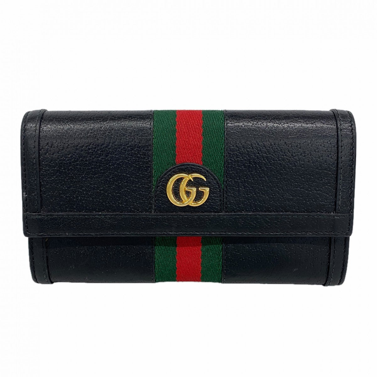 【6gc3246-k】グッチ 長財布 オフィディア 523153 レザー ブラック ゴールド金具【中古】レディース