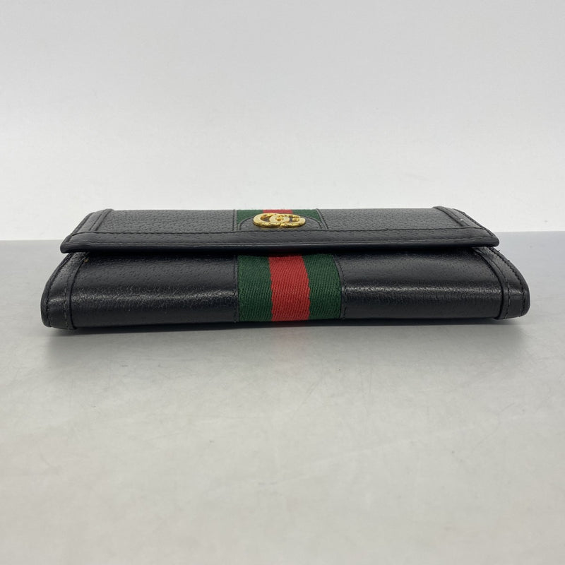 【6gc3246-k】グッチ 長財布 オフィディア 523153 レザー ブラック ゴールド金具【中古】レディース