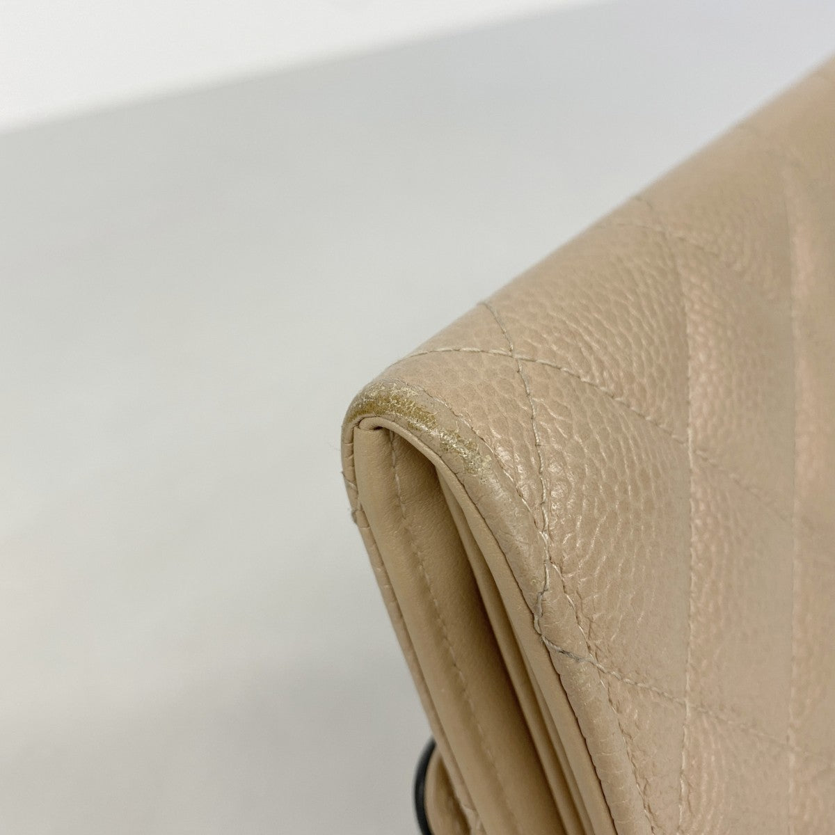 【6gc3247-k】シャネル 長財布 CCフィリグリー キャビアスキン ベージュ ゴールド金具【中古】レディース