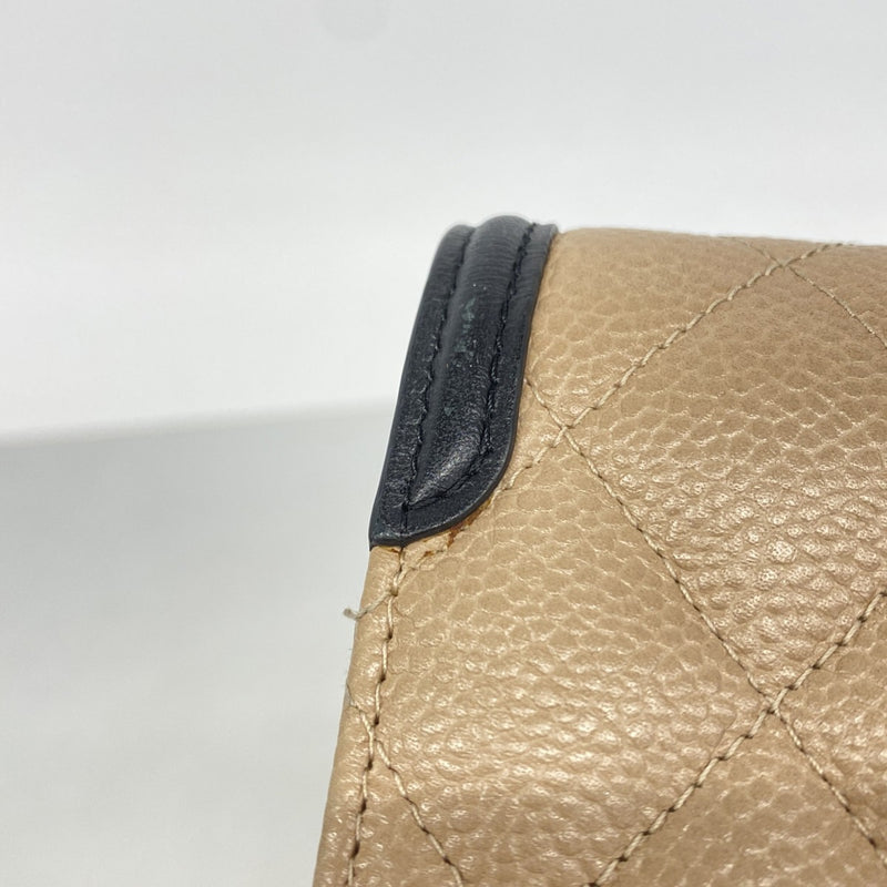 【6gc3247-k】シャネル 長財布 CCフィリグリー キャビアスキン ベージュ ゴールド金具【中古】レディース