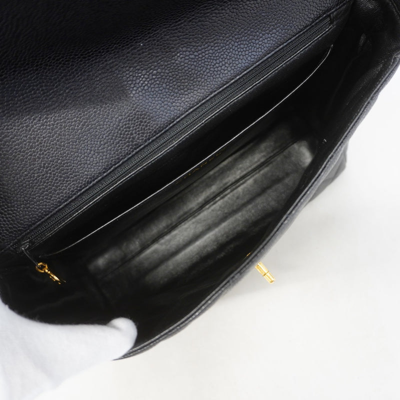 【6gc3259-k】シャネル ショルダーバッグ マトラッセ キャビアスキン ブラック ゴールド金具【中古】レディース