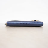 【6gc3261-k】グッチ 長財布 マイクログッチシマ 307997 エナメル ブルー シャンパンゴールド金具【中古】レディース