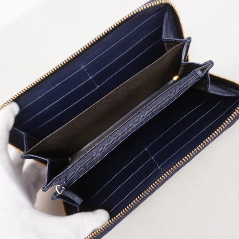 【6gc3261-k】グッチ 長財布 マイクログッチシマ 307997 エナメル ブルー シャンパンゴールド金具【中古】レディース