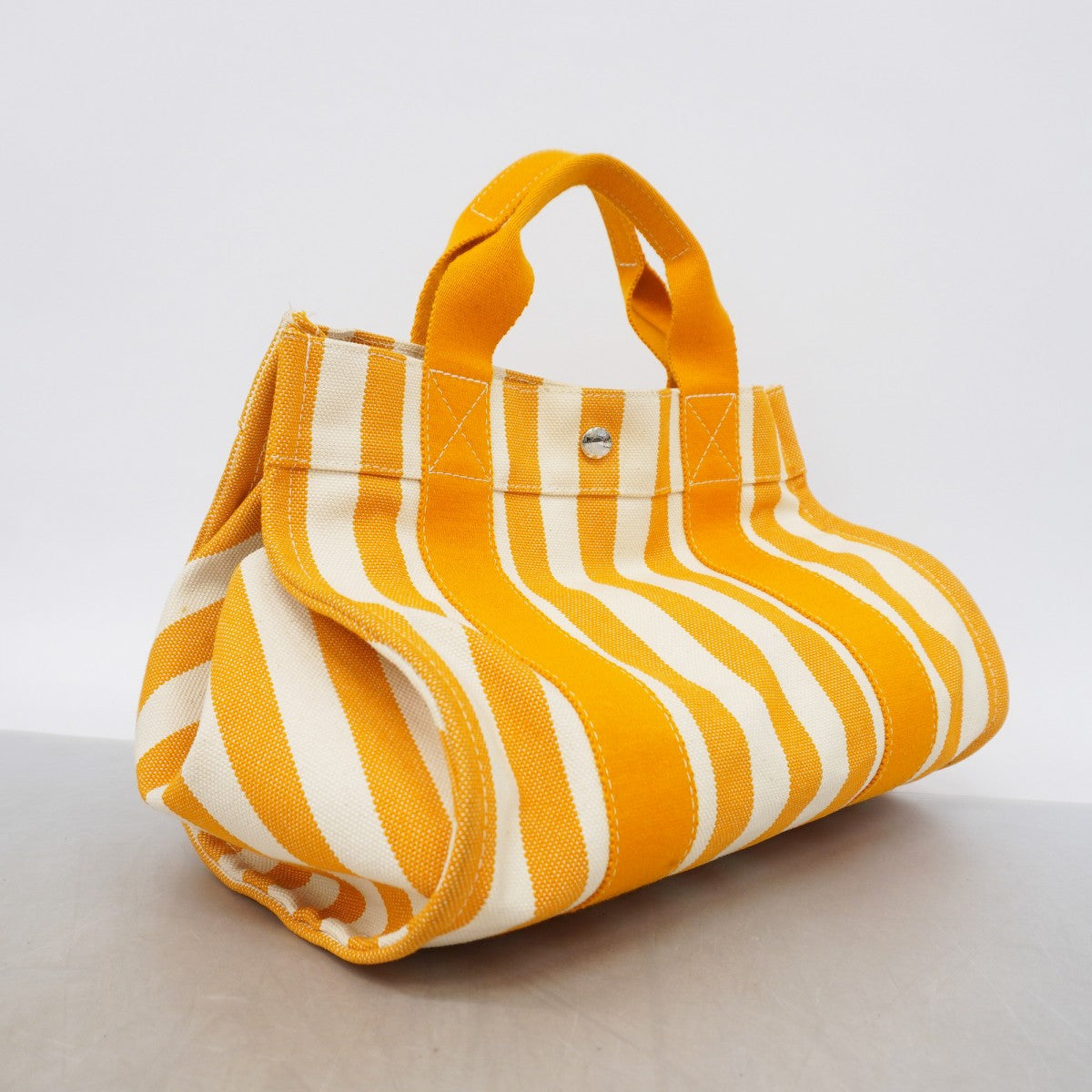 【6gc3272-k】エルメス ハンドバッグ カンヌPM キャンバス オレンジ シルバー金具【中古】レディース