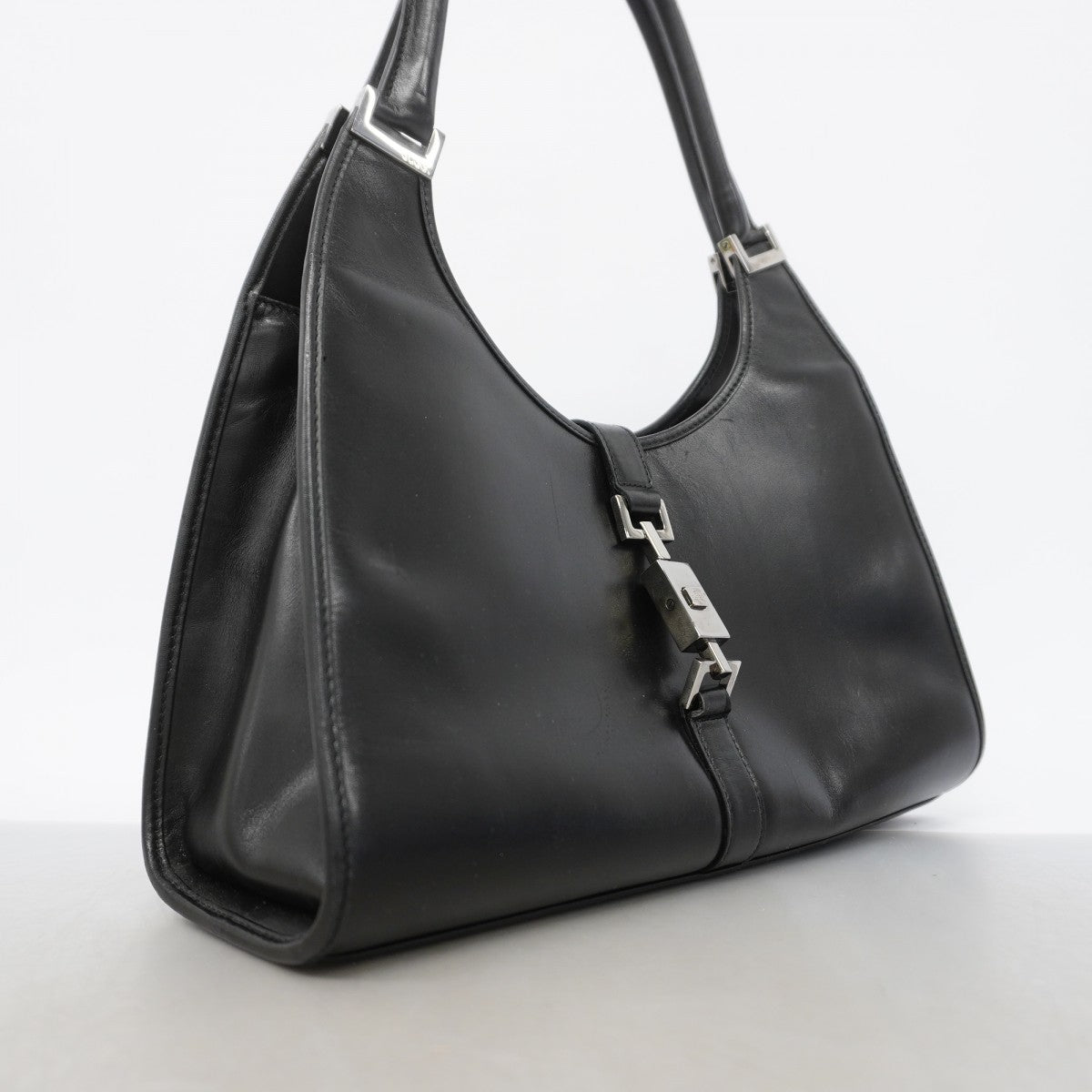 【6gc3273-k】グッチ ハンドバッグ ジャッキー 002 1067 レザー ブラック シルバー金具【中古】レディース