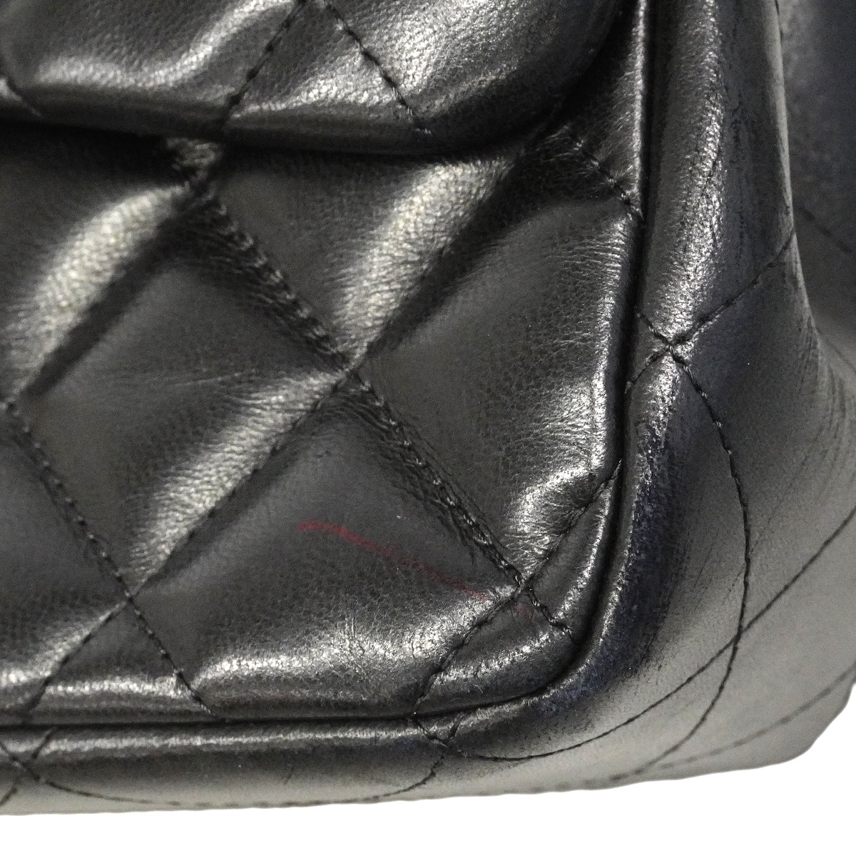 【6gc3276-h】シャネル ショルダーバッグ デカマトラッセ Wフラップ Wチェーン ラムスキン ブラック ゴールド金具【中古】レディース