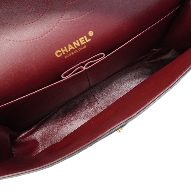 【6gc3276-h】シャネル ショルダーバッグ デカマトラッセ Wフラップ Wチェーン ラムスキン ブラック ゴールド金具【中古】レディース