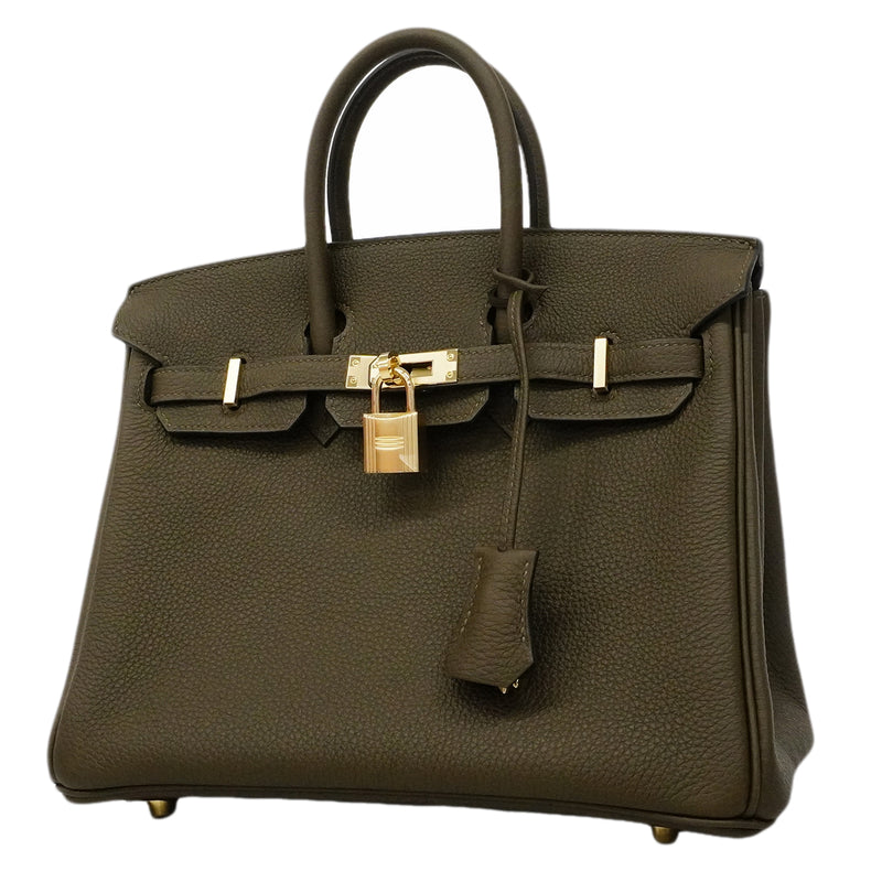 【6gc3278-g】エルメス ハンドバッグ バーキン25 トゴ ヴェールマキ シャンパンゴールド金具 G刻印【中古】レディース