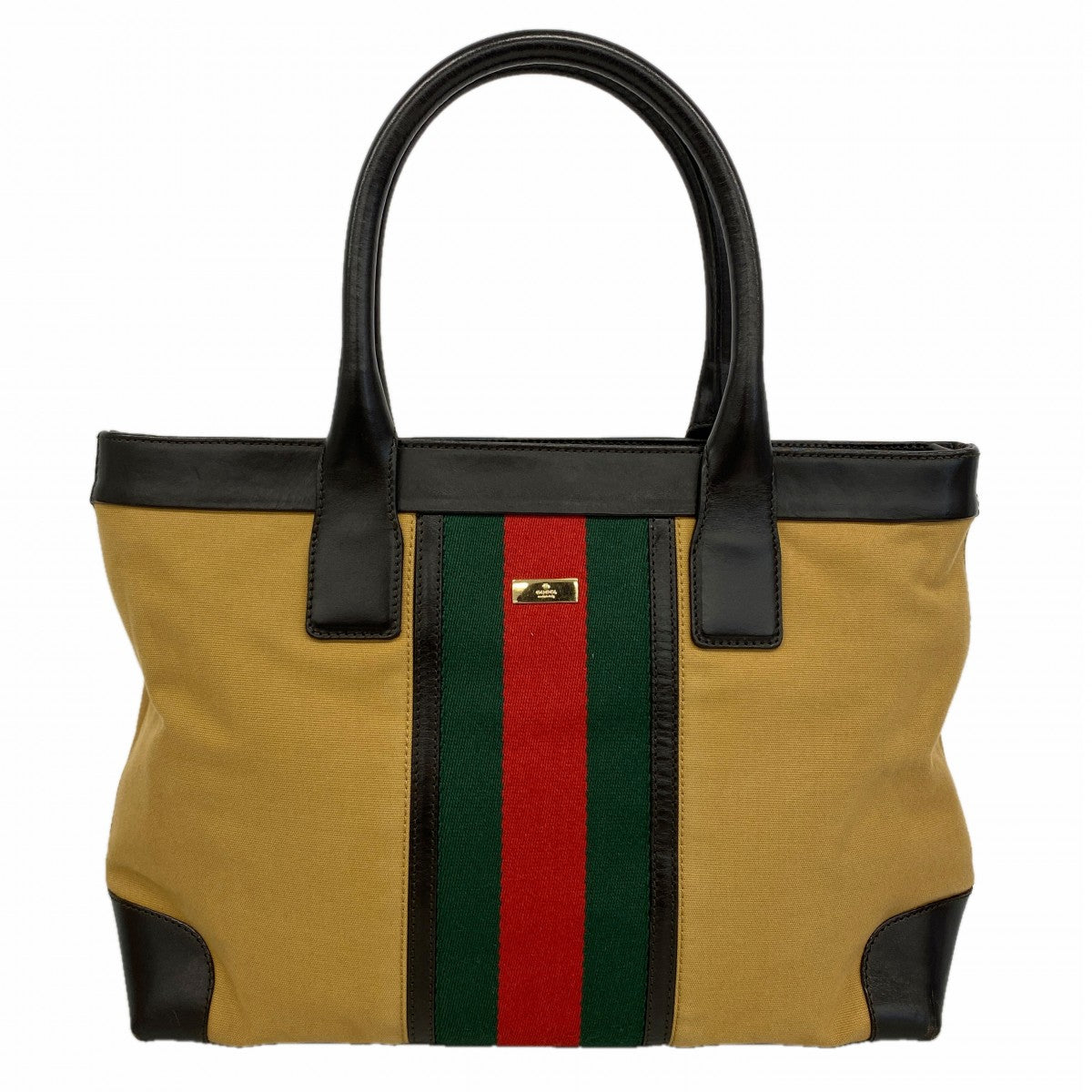 【6gc3281-k】グッチ トートバッグ シェリーライン 002 1119 キャンバス ベージュ ゴールド金具【中古】レディース