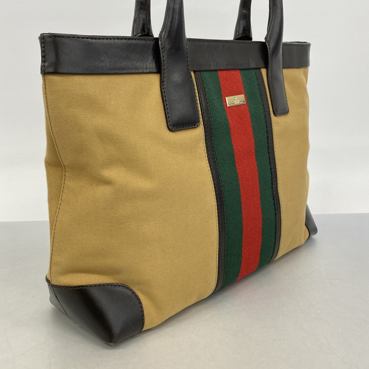 【6gc3281-k】グッチ トートバッグ シェリーライン 002 1119 キャンバス ベージュ ゴールド金具【中古】レディース