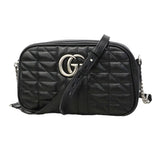 【6gc3289-k】グッチ ショルダーバッグ GGマーモント 447632 レザー ブラック シルバー金具【中古】レディース