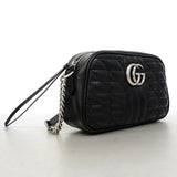 【6gc3289-k】グッチ ショルダーバッグ GGマーモント 447632 レザー ブラック シルバー金具【中古】レディース