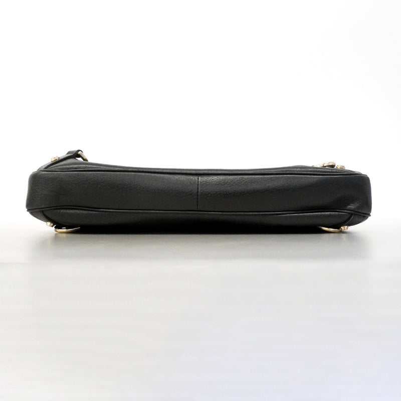【6gc3290-k】グッチ ショルダーバッグ アビー 130737 レザー ブラック シャンパンゴールド金具【中古】レディース