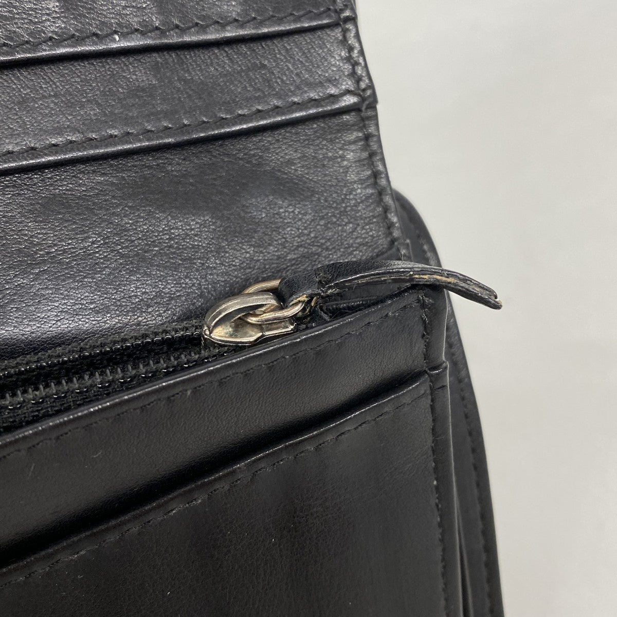 【6gc3294-k】シャネル 長財布 Vステッチ ラムスキン ブラック シルバー金具【中古】レディース