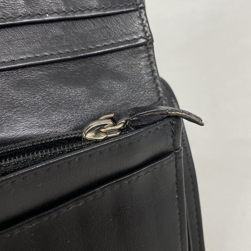 【6gc3294-k】シャネル 長財布 Vステッチ ラムスキン ブラック シルバー金具【中古】レディース