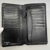 【6gc3294-k】シャネル 長財布 Vステッチ ラムスキン ブラック シルバー金具【中古】レディース