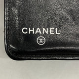 【6gc3294-k】シャネル 長財布 Vステッチ ラムスキン ブラック シルバー金具【中古】レディース