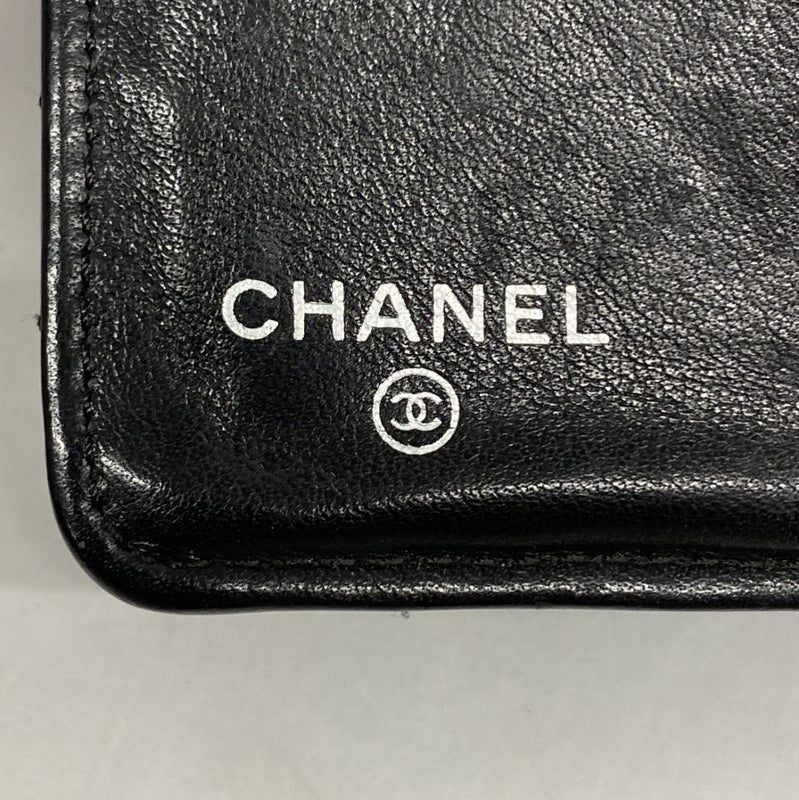 【6gc3294-k】シャネル 長財布 Vステッチ ラムスキン ブラック シルバー金具【中古】レディース