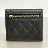 【6gc3311-k】シャネル 三つ折り財布 マトラッセ キャビアスキン ブラック ゴールド金具【中古】レディース