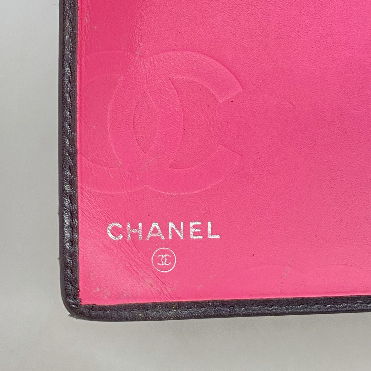 【6gc3312-k】シャネル 長財布 カンボン ラムスキン ブラック シルバー金具【中古】レディース