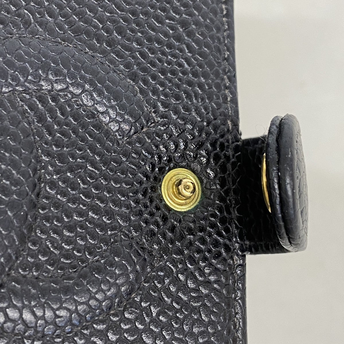 【6gc3313-k】シャネル 手帳カバー キャビアスキン ブラック ゴールド金具【中古】メンズ レディース ユニセックス