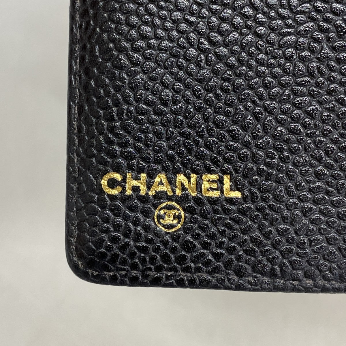 【6gc3313-k】シャネル 手帳カバー キャビアスキン ブラック ゴールド金具【中古】メンズ レディース ユニセックス