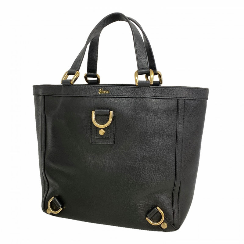【6gc3314-k】グッチ トートバッグ アビー 130739 レザー ブラック シャンパンゴールド金具【中古】レディース