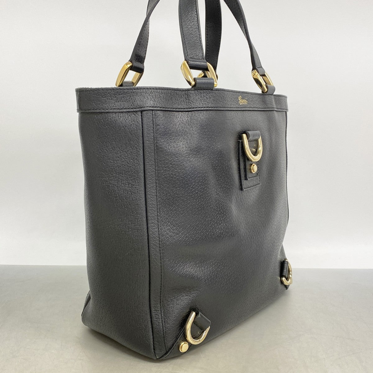 【6gc3314-k】グッチ トートバッグ アビー 130739 レザー ブラック シャンパンゴールド金具【中古】レディース