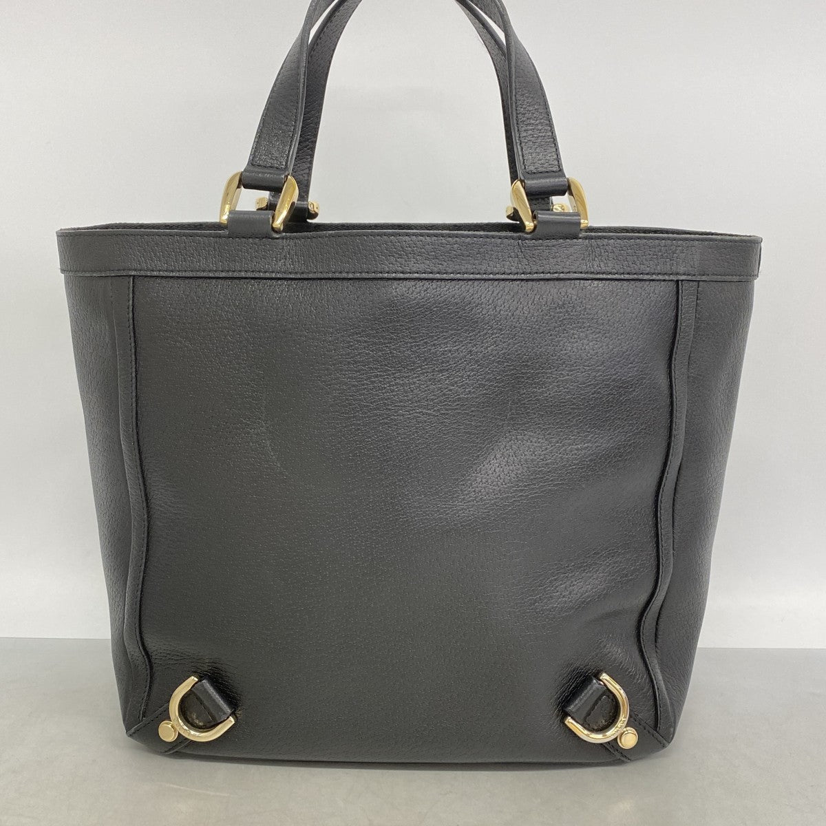 【6gc3314-k】グッチ トートバッグ アビー 130739 レザー ブラック シャンパンゴールド金具【中古】レディース