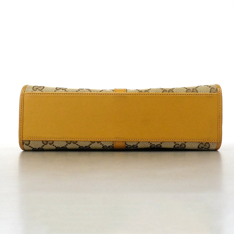 【6gc3316-k】グッチ ハンドバッグ GGキャンバス/ジャッキー 002 1068 キャンバス ベージュ ブラウン ゴールド金具【中古】レディース