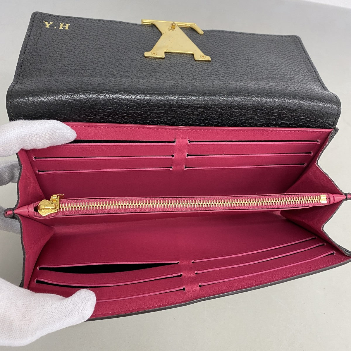 【6gc3329-k】ルイヴィトン 長財布 トリヨン ポルトフォイユカプシーヌ M61248 ノワール【中古】レディース