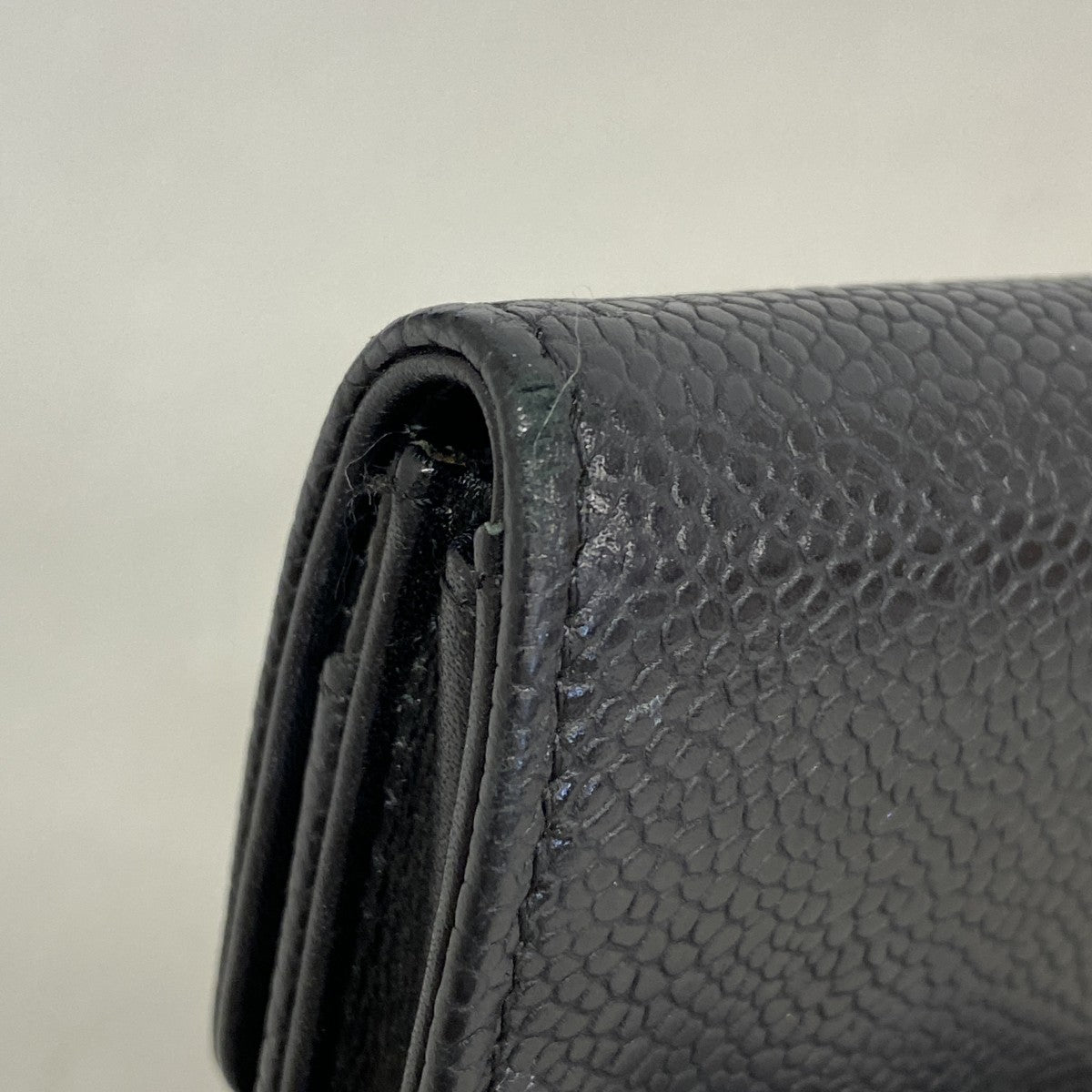 【6gc3333-k】シャネル コインケース キャビアスキン ブラック シルバー金具【中古】レディース