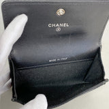 【6gc3333-k】シャネル コインケース キャビアスキン ブラック シルバー金具【中古】レディース