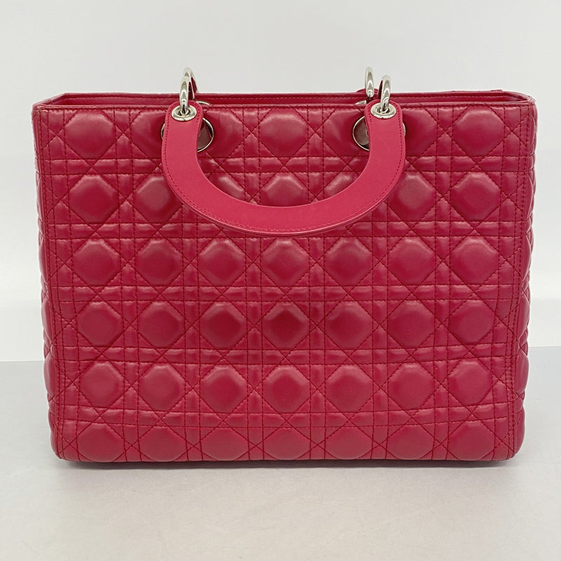 【6gc3337】クリスチャンディオール ハンドバッグ カナージュ レディディオール レザー レッド シルバー金具 2wayバッグ【中古】レディース