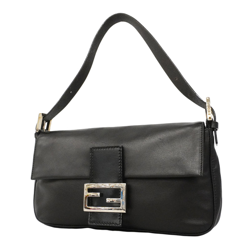 【6gc3350】フェンディ ハンドバッグ マンマバケット レザー ブラック シルバー金具【中古】レディース