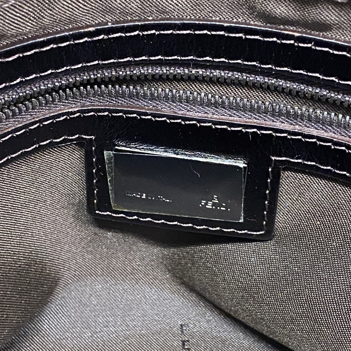 【6gc3354】フェンディ ハンドバッグ ズッカ マンマバケット ナイロンキャンバス ブラウン シルバー金具【中古】レディース