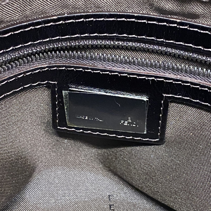 【6gc3354】フェンディ ハンドバッグ ズッカ マンマバケット ナイロンキャンバス ブラウン シルバー金具【中古】レディース