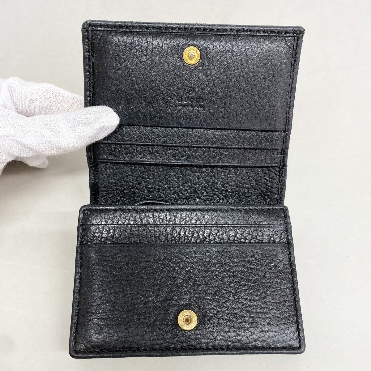 【6gc3381-k】グッチ 財布 GGマーモント 456126 レザー ブラック ゴールド金具【中古】レディース