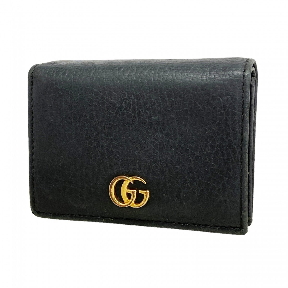 【6gc3381-k】グッチ 財布 GGマーモント 456126 レザー ブラック ゴールド金具【中古】レディース