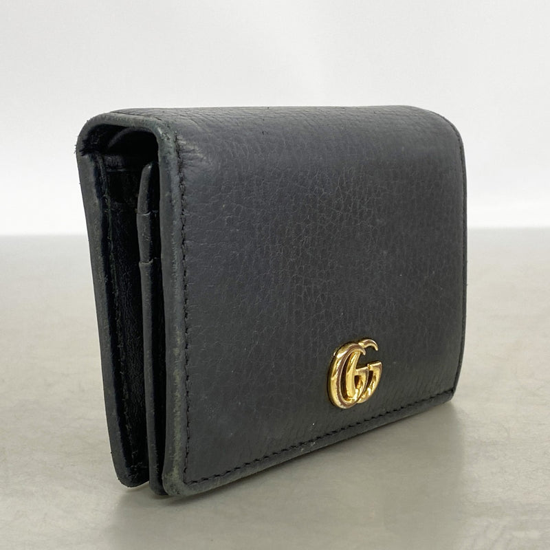 【6gc3381-k】グッチ 財布 GGマーモント 456126 レザー ブラック ゴールド金具【中古】レディース